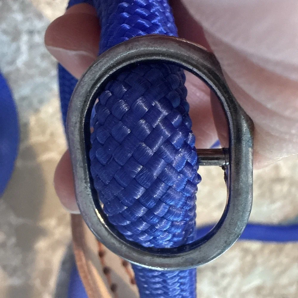 5' Nylon Leather Slip Lead Dog Leash Royal Blue Dog Training Walking Exercise